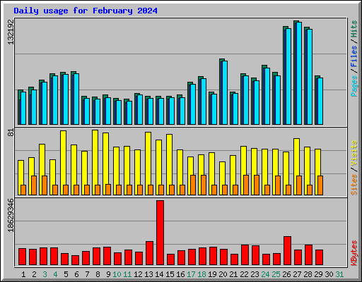 Daily usage for February 2024