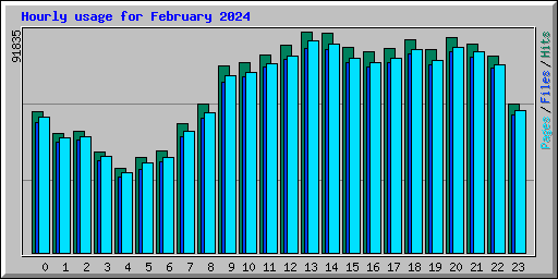 Hourly usage for February 2024