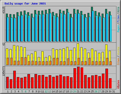 Daily usage for June 2021